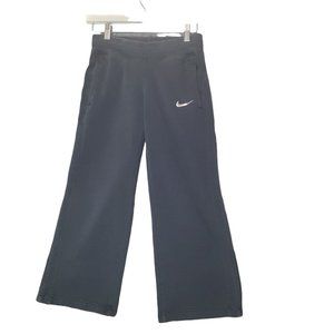 NIKE Womens Capri Sweatpants Fleece Black Elastic Waistband Pockets Medium
